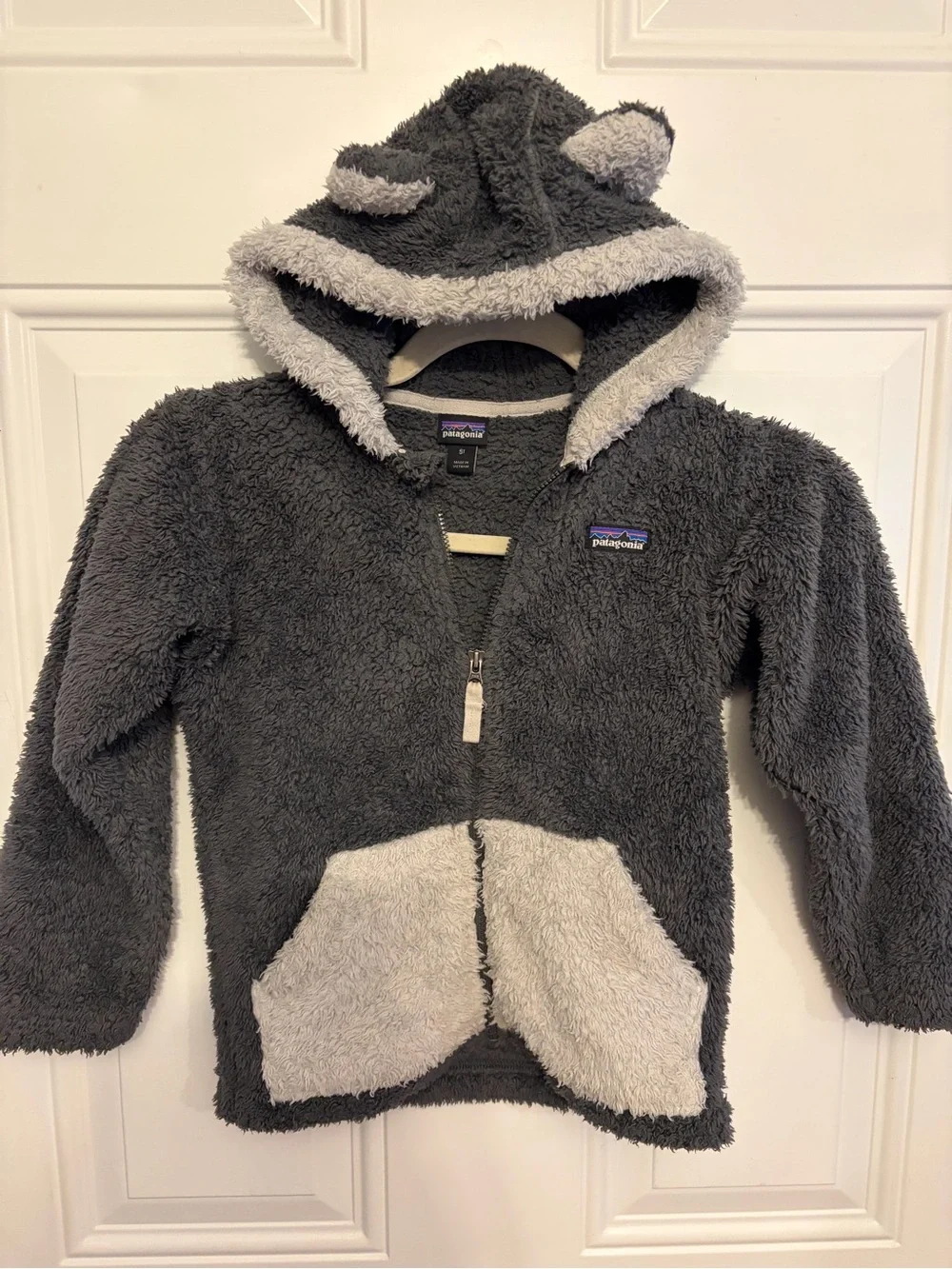 Patagonia Furry Friends Grey Hooded Fleece Jacket 5T